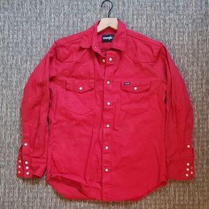 Wrangler Red Long Sleeve Snap Work Shirt - Medium
